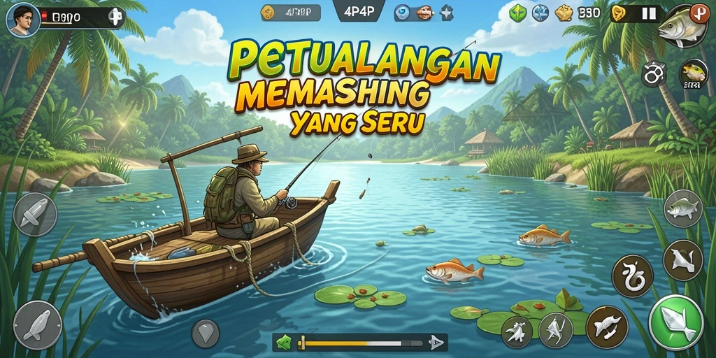 Gameplay memancing yang seru dan menegangkan di 4P4P.
