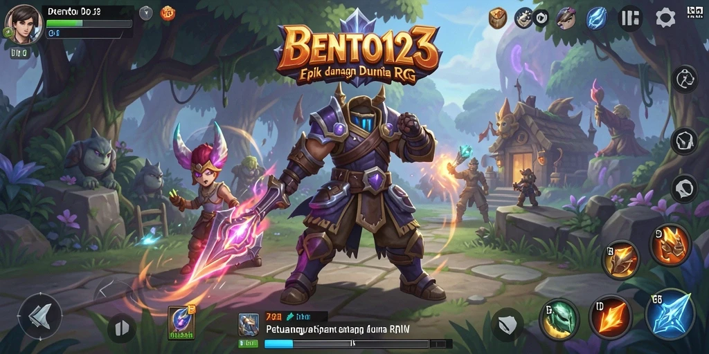 Screenshot menunjukkan aksi seru dalam pertarungan RPG BENTO123.