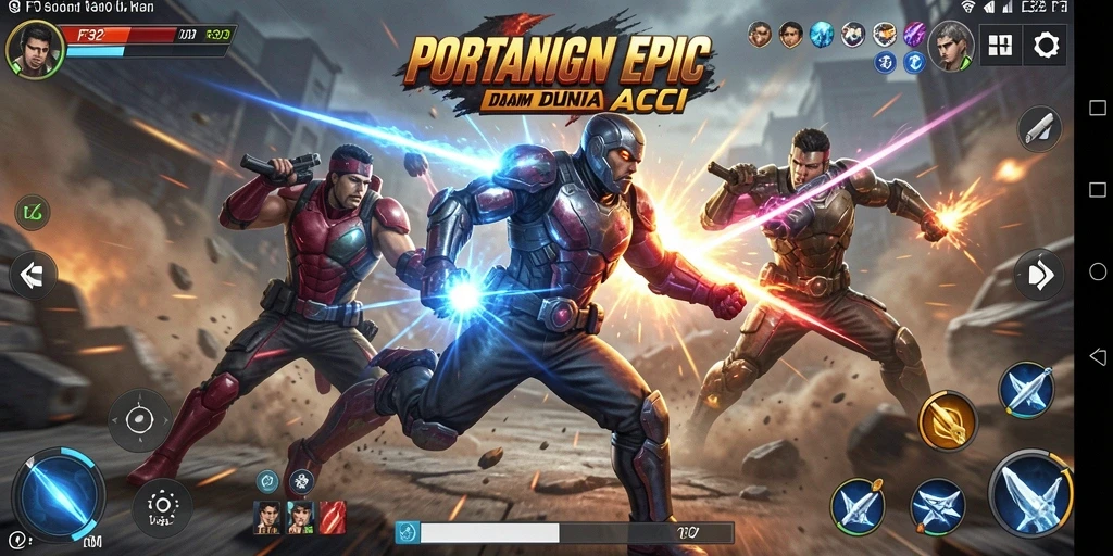 Tampilan gameplay seru dari game F32 dengan pertarungan yang intens.