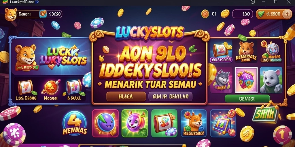 Tampilan gameplay menarik dari LUCKYSLOTS dengan beragam mesin slot.