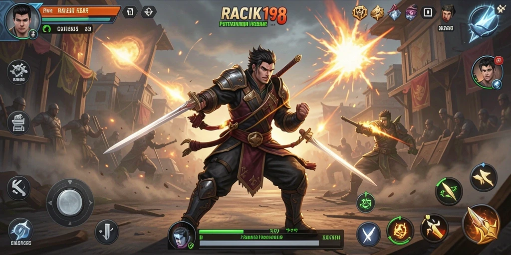 Tangkapan layar gameplay menampilkan aksi pertarungan yang mendebarkan di RACIK198.